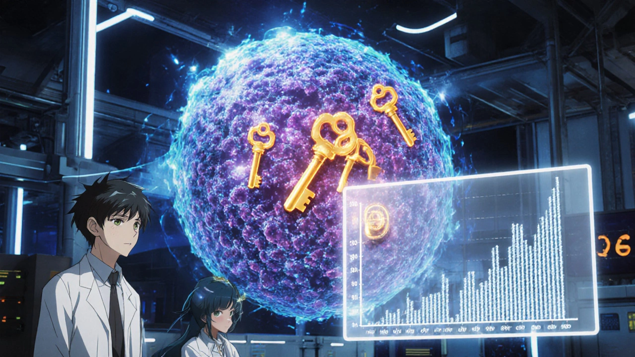 Cellular view of ribociclib blocking CDK4/6 gates in a lab setting.