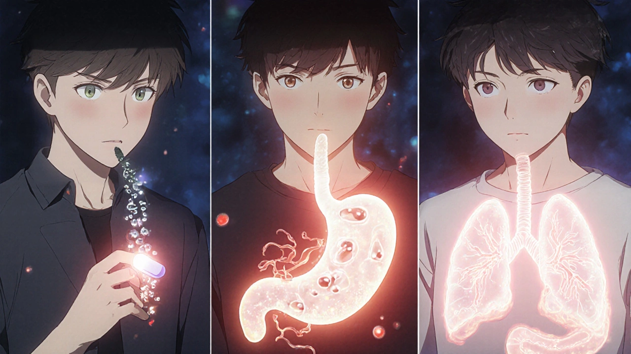 Time-lapse of antibiotic absorption failing versus succeeding with proper timing