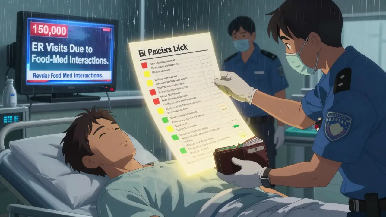 An EMT pulls a medical checklist from a patient’s wallet during an emergency room scene.