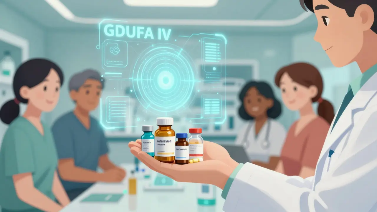 Anime art showing patients receiving affordable generic medicines against a backdrop of futuristic digital blueprints.