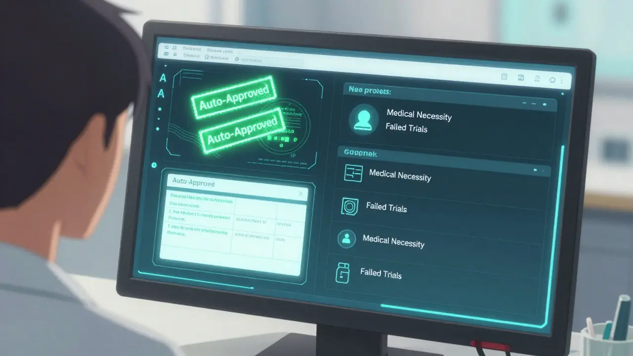 AI system auto-approving generic drug requests on screen
