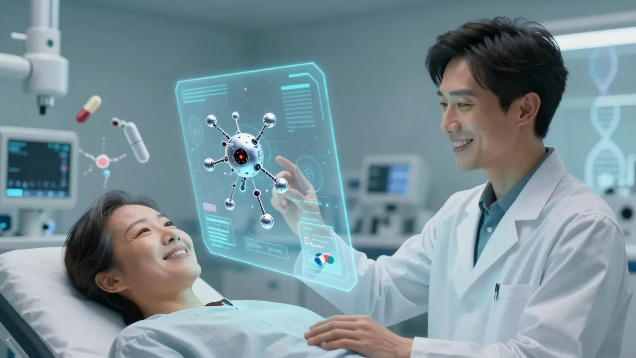 Anime depiction of targeted therapy treating kidney disease