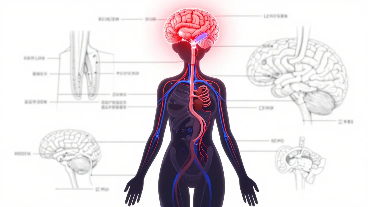 Conceptual anime art showing hormonal imbalance in brain