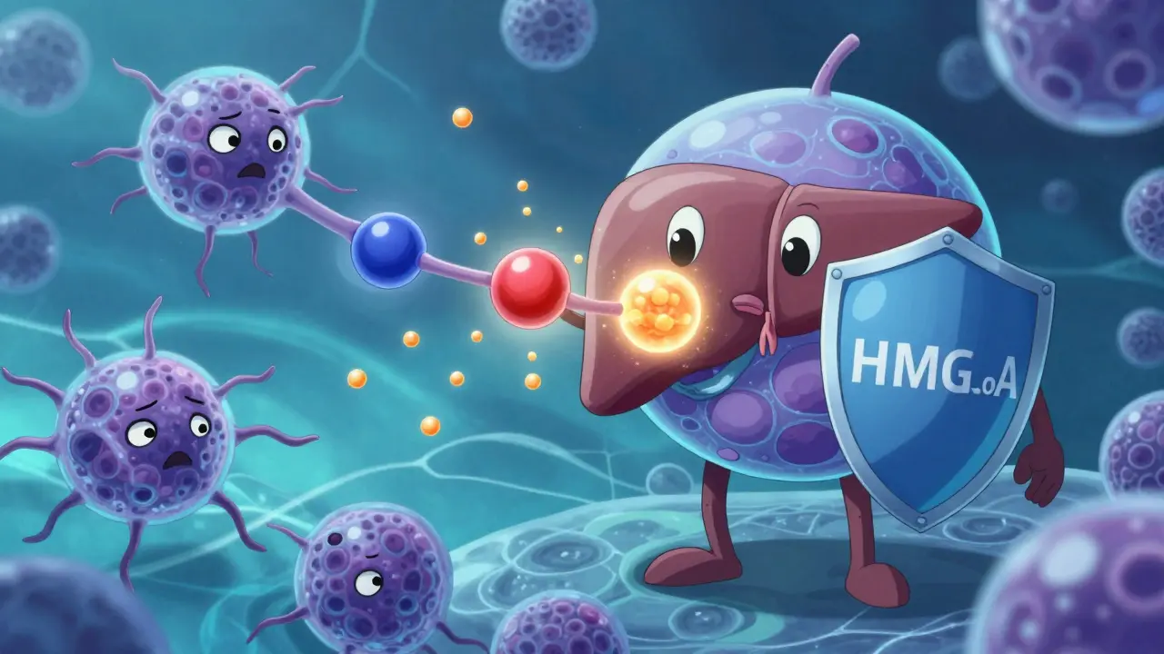 Stylized anime art showing how statins affect insulin sensitivity in cells.