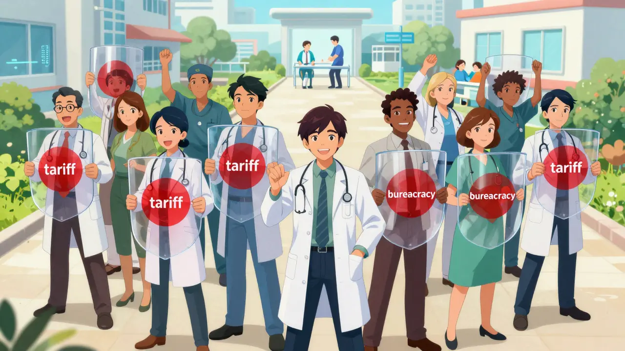 Healthcare workers blocking barriers to access medicine for patients